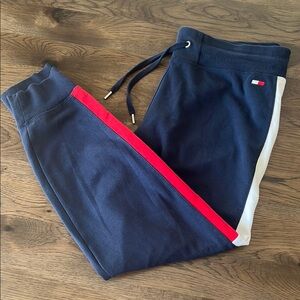 Tommy Hilfiger Women’s Navy Joggers with Red and White Sides XL